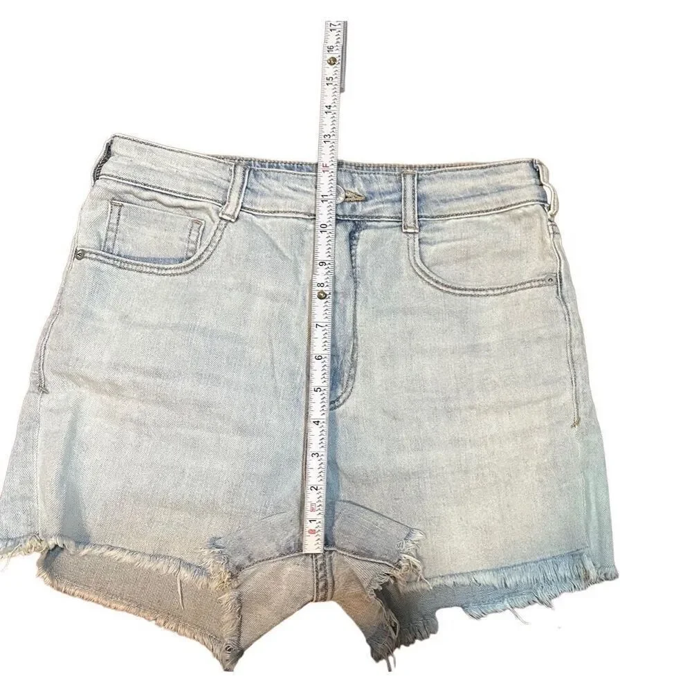Anthropologie Pilcro Jean Shorts Ultra High Rise Light Wash Denim Raw Cut Off Sz - Picture 7 of 9